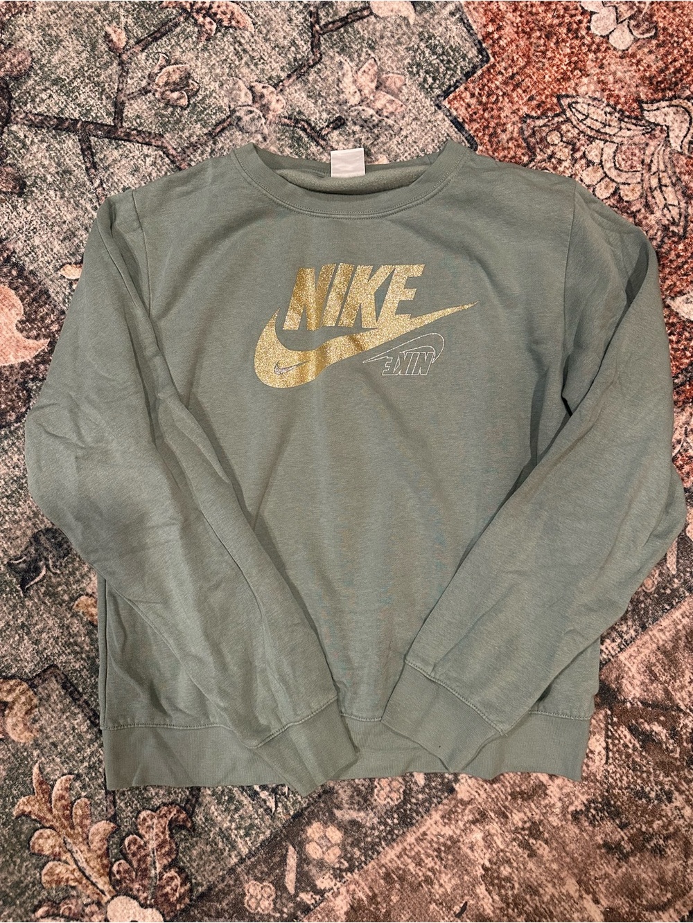 Nike Green Crewneck Sweatshirt with Gold Logo